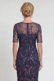 Burgundy Short Bodycon Appliqued Sparkly Mother of the Bride Dress