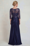 Sparkly Burgundy Long Floral Mermaid V Neck Mother of the Bride Dress
