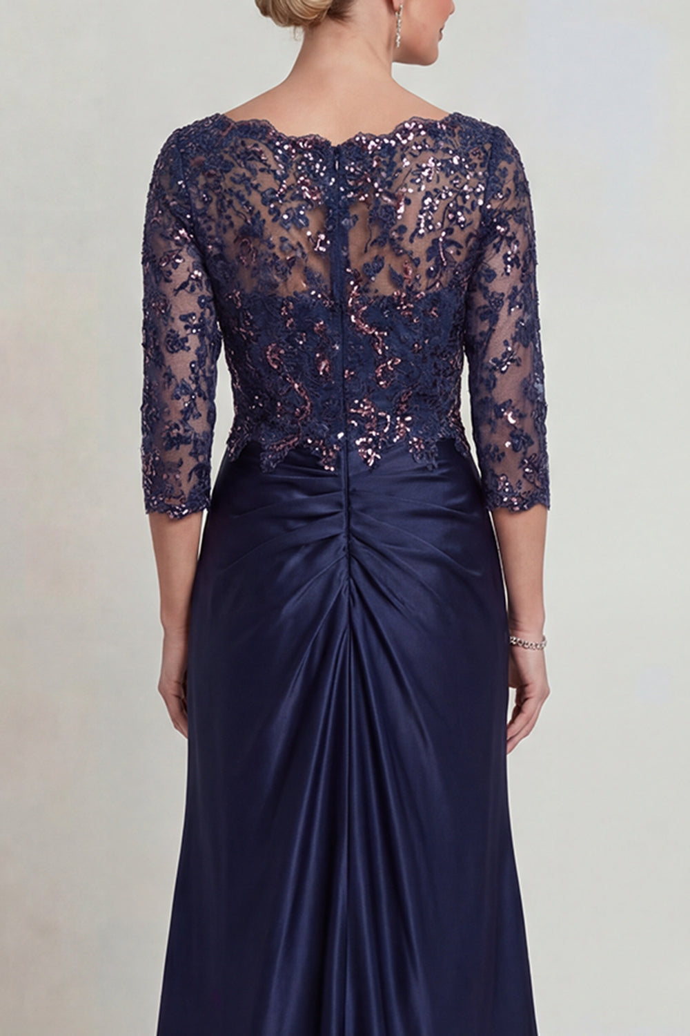 Sparkly Burgundy Long Floral Mermaid V Neck Mother of the Bride Dress