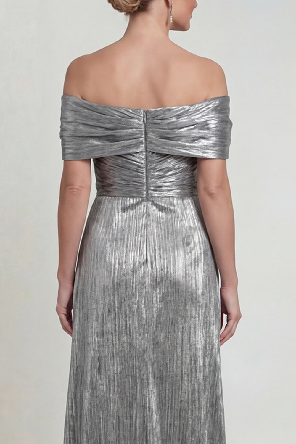 Grey Silver Mermaid Long Off the Shoulder Mother of the Bride Dress