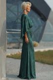 Pine Floral Sheath Jacquard Long Mother of the Bride Dress with Sleeves