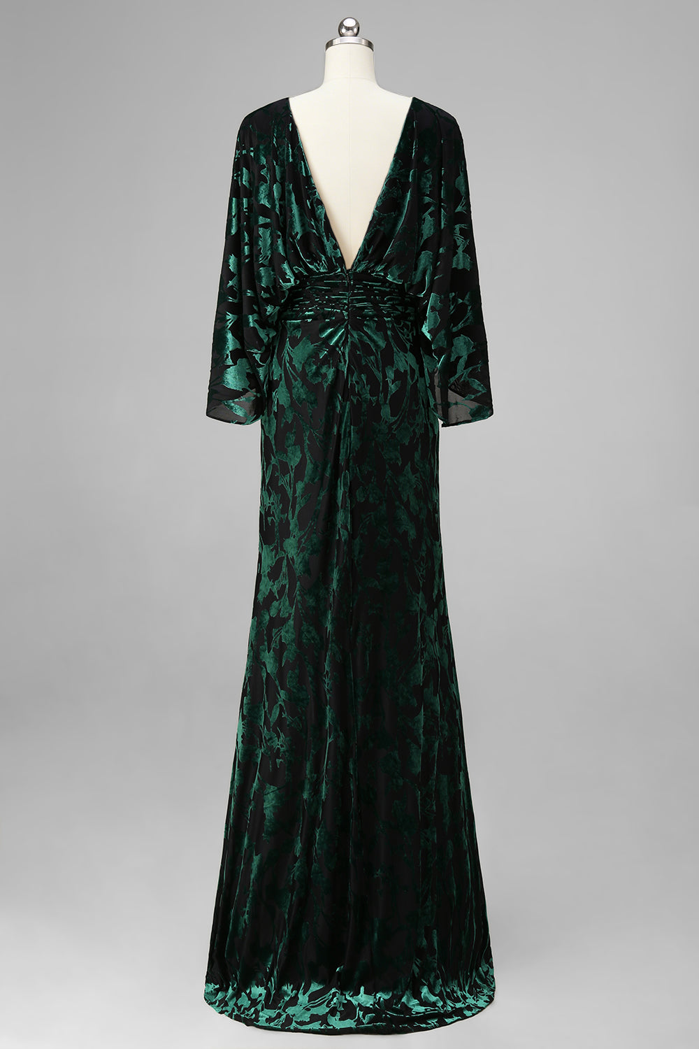 Floral Peacock Blue Boat Neck Velvet Sheath Long Mother of the Bride Dress with Pockets