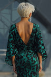 Floral Peacock Blue Boat Neck Velvet Sheath Long Mother of the Bride Dress with Pockets