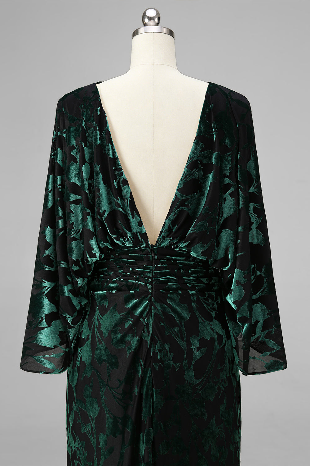 Floral Peacock Blue Boat Neck Velvet Sheath Long Mother of the Bride Dress with Pockets