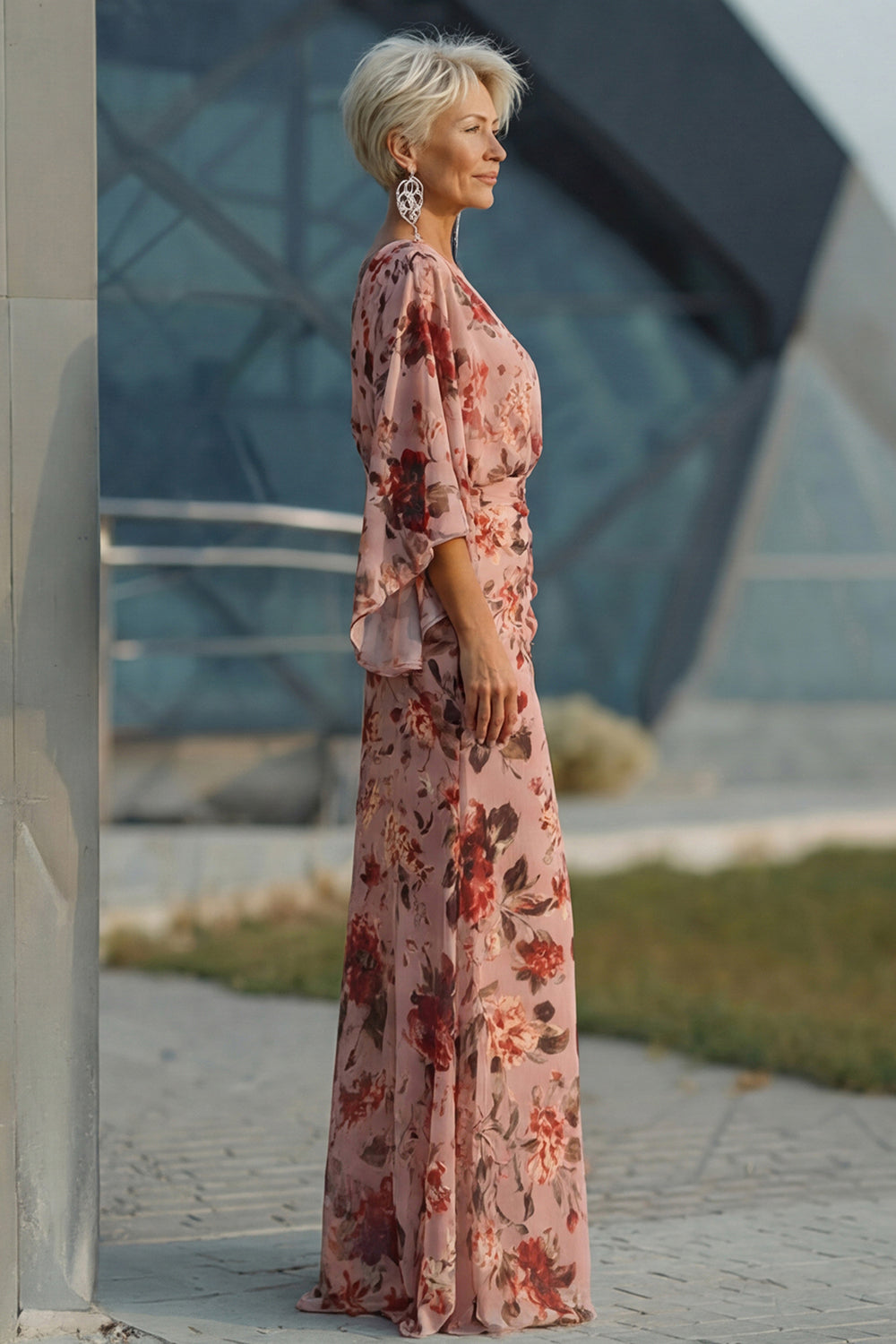 dusty rose chiffon maxi dress Azazie Zeya