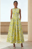 Daffodil A Line Round Neck Maxi Floral Wedding Guest Dress