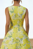 Daffodil A Line Round Neck Maxi Floral Wedding Guest Dress