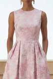 Ivory Pink Floral A Line Maxi Wedding Guest Dress with Pockets