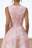 Ivory Pink Floral A Line Maxi Wedding Guest Dress with Pockets