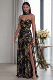 Glitter Dusty Sage Sweetheart Neck Scarf Long Formal Dress with Slit