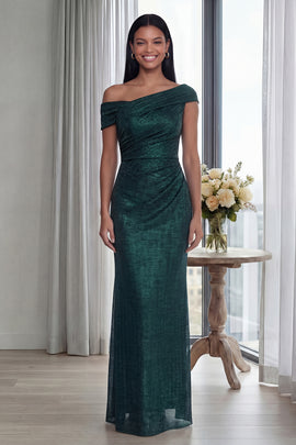 Glitter One Shoulder Mermaid Dark Green Long Formal Dress