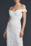 Sparkly Appliqued Off the Shoulder Maxi Mermaid Boho Wedding Dress