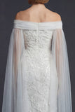 Sparkly White Off the Shoulder Beaded Maxi Mermaid Floral Boho Wedding Dress