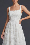 Sparkly White Maxi Beaded Floral Boho Wedding Dress with Beading