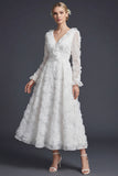 Sparkly White Ruffled Beaded Floral Maxi Appliqued Boho Wedding Dress