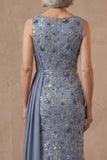 Twilight Mermaid Long Floral Mother of the Bride Dress with Side Cape