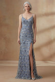 Twilight Mermaid Spaghetti Straps Long Floral Mother of the Bride Dress with Cape