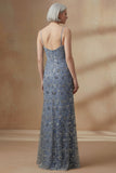 Twilight Mermaid Spaghetti Straps Long Floral Mother of the Bride Dress with Cape
