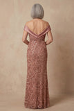 Sparkly Desert Rose Floral Mermaid Beaded Long Mother of the Bride Dress