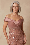Sparkly Desert Rose Floral Mermaid Beaded Long Mother of the Bride Dress