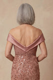 Sparkly Desert Rose Floral Mermaid Beaded Long Mother of the Bride Dress