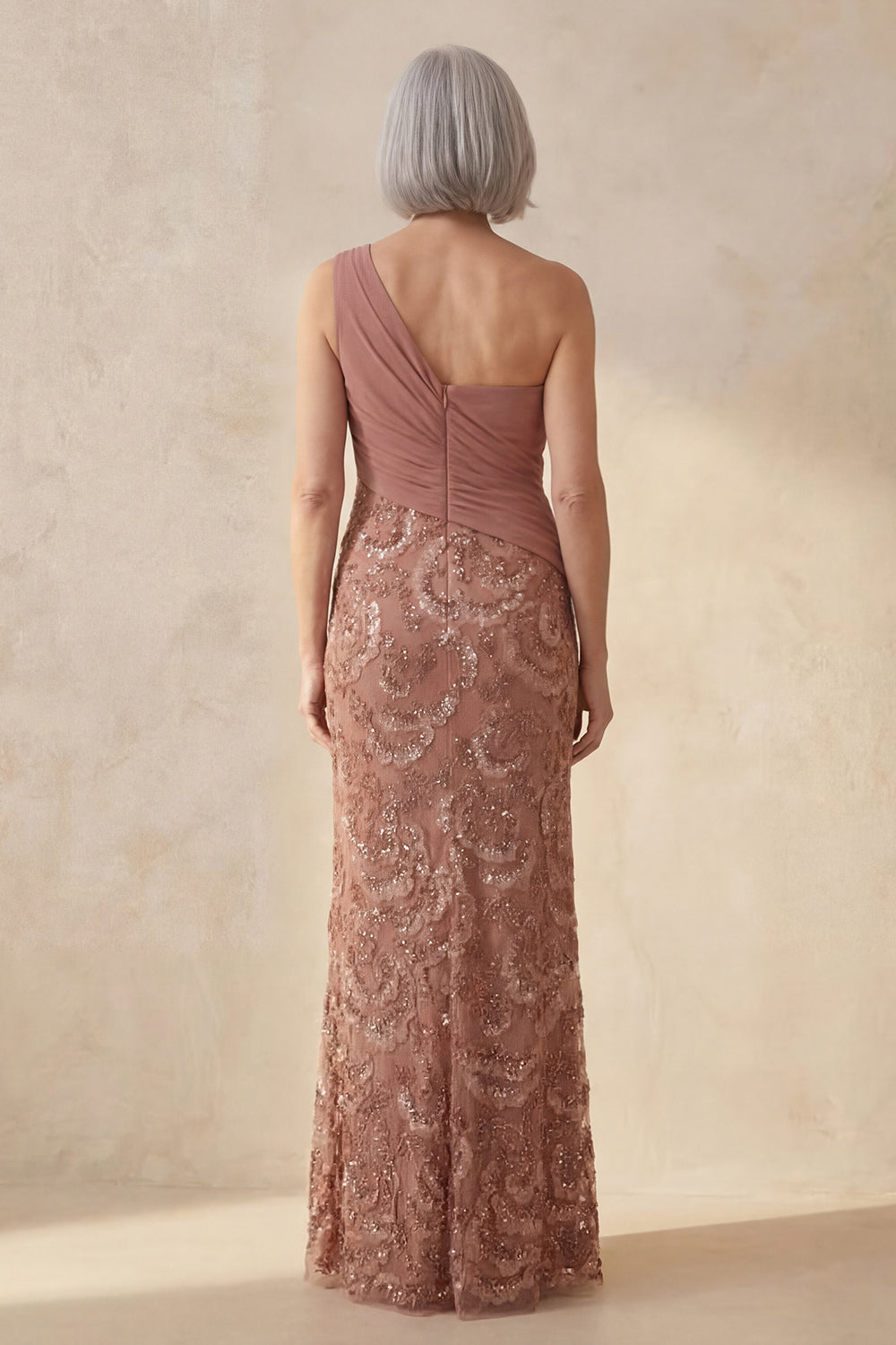 Desert Rose Floral Long Mother Of the Bride Dress with Beading