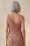Desert Rose Floral Long Mother Of the Bride Dress with Beading