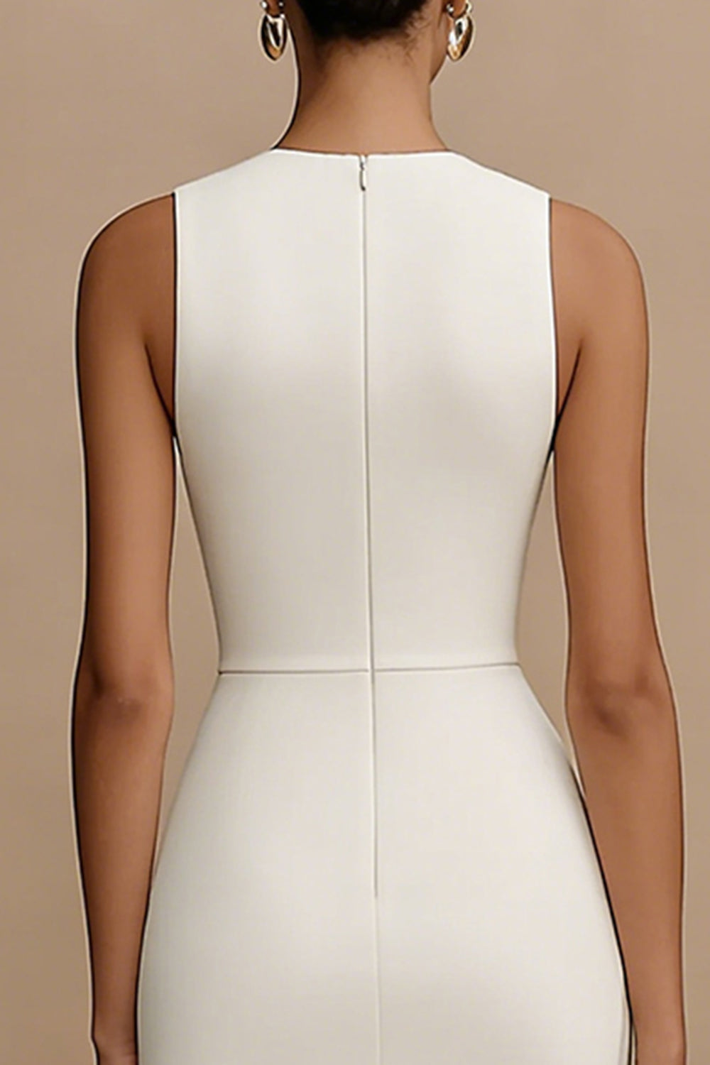 Simple White Midi Bodycon Keyhole Graduation Dress