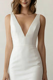 White V Neck Bodycon Short Graduation Dress