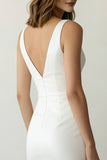 White V Neck Bodycon Short Graduation Dress