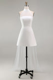 White Short A Line Engagement Dress with Cape