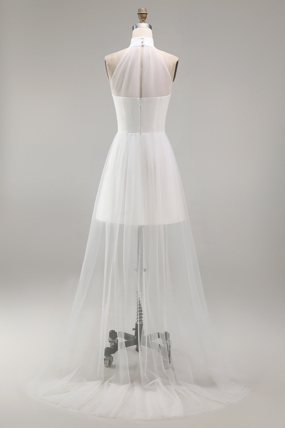 White Short A Line Engagement Dress with Cape