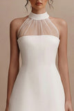 White Short A Line Engagement Dress with Cape