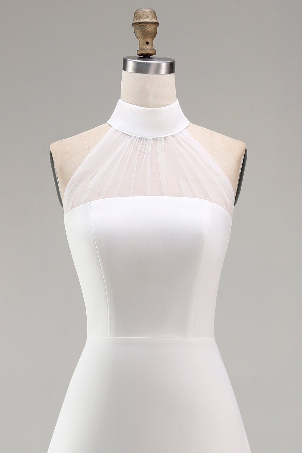 White Short A Line Engagement Dress with Cape