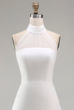 White Short A Line Engagement Dress with Cape