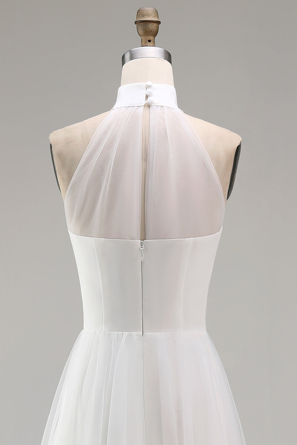 White Short A Line Engagement Dress with Cape