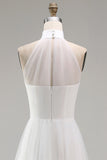 White Short A Line Engagement Dress with Cape