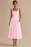 White Maxi Basque Waist Square Neck Corset Engagement Dress