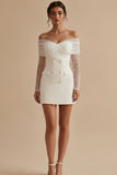 White Short Off the Shoulder Bodycon Graduation Dress