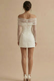 White Short Off the Shoulder Bodycon Graduation Dress