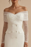 White Short Off the Shoulder Bodycon Graduation Dress