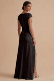 White Long Sheath Cowl Neck Engagement Dress with Slit
