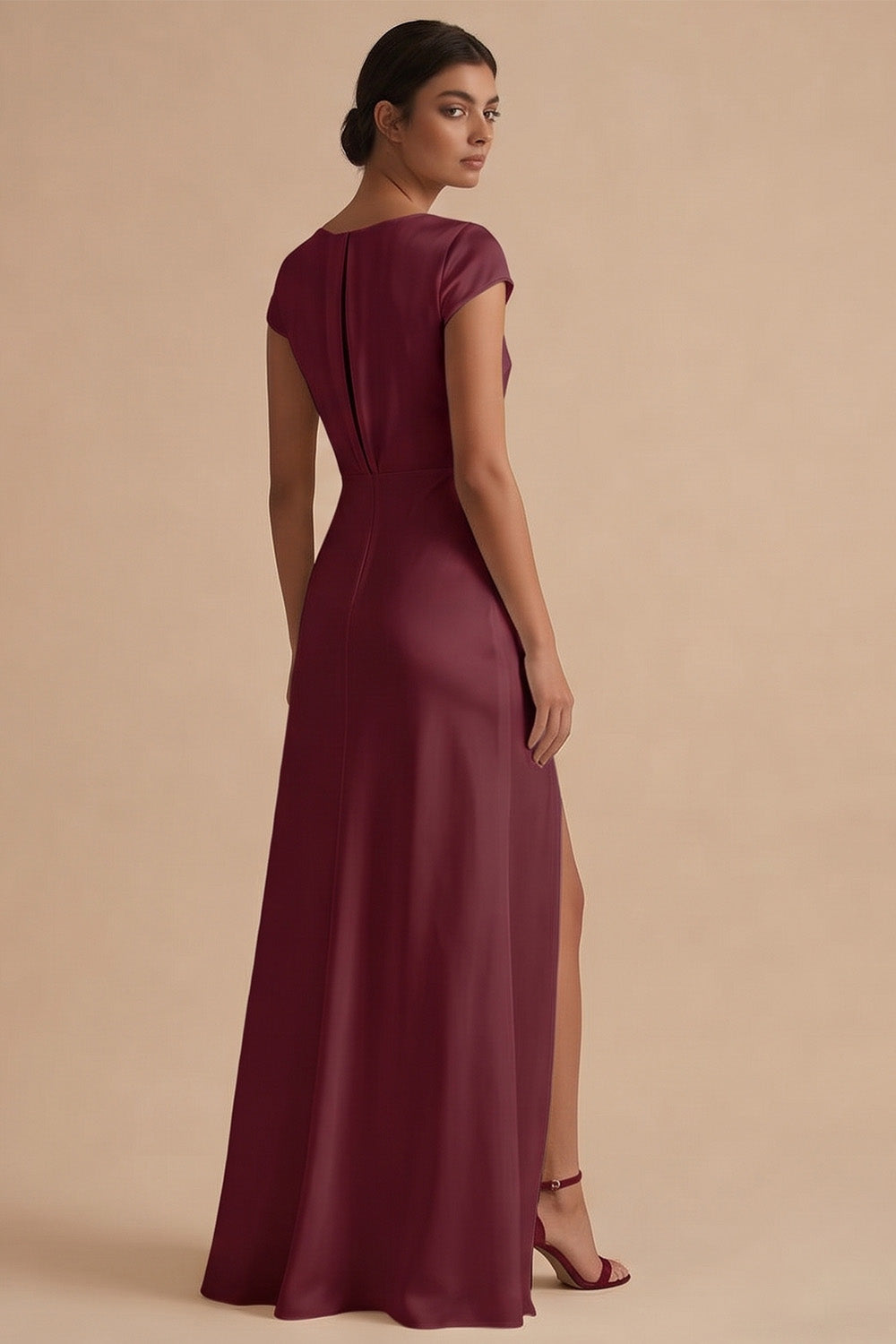 White Long Sheath Cowl Neck Engagement Dress with Slit