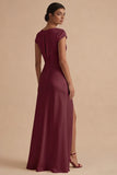 White Long Sheath Cowl Neck Engagement Dress with Slit