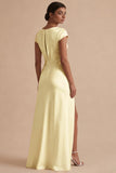 White Long Sheath Cowl Neck Engagement Dress with Slit
