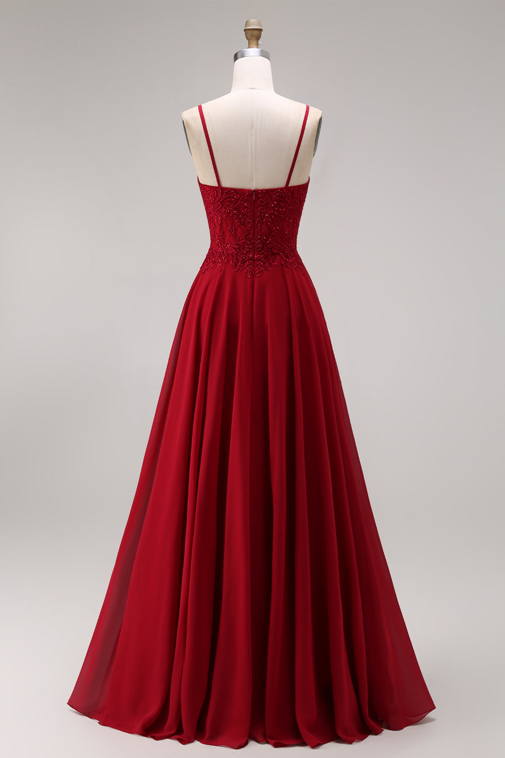 Appliqued Burgundy A Line Floral Long Mother of the Bride Dress with Jacket