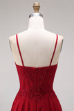Appliqued Burgundy A Line Floral Long Mother of the Bride Dress with Jacket