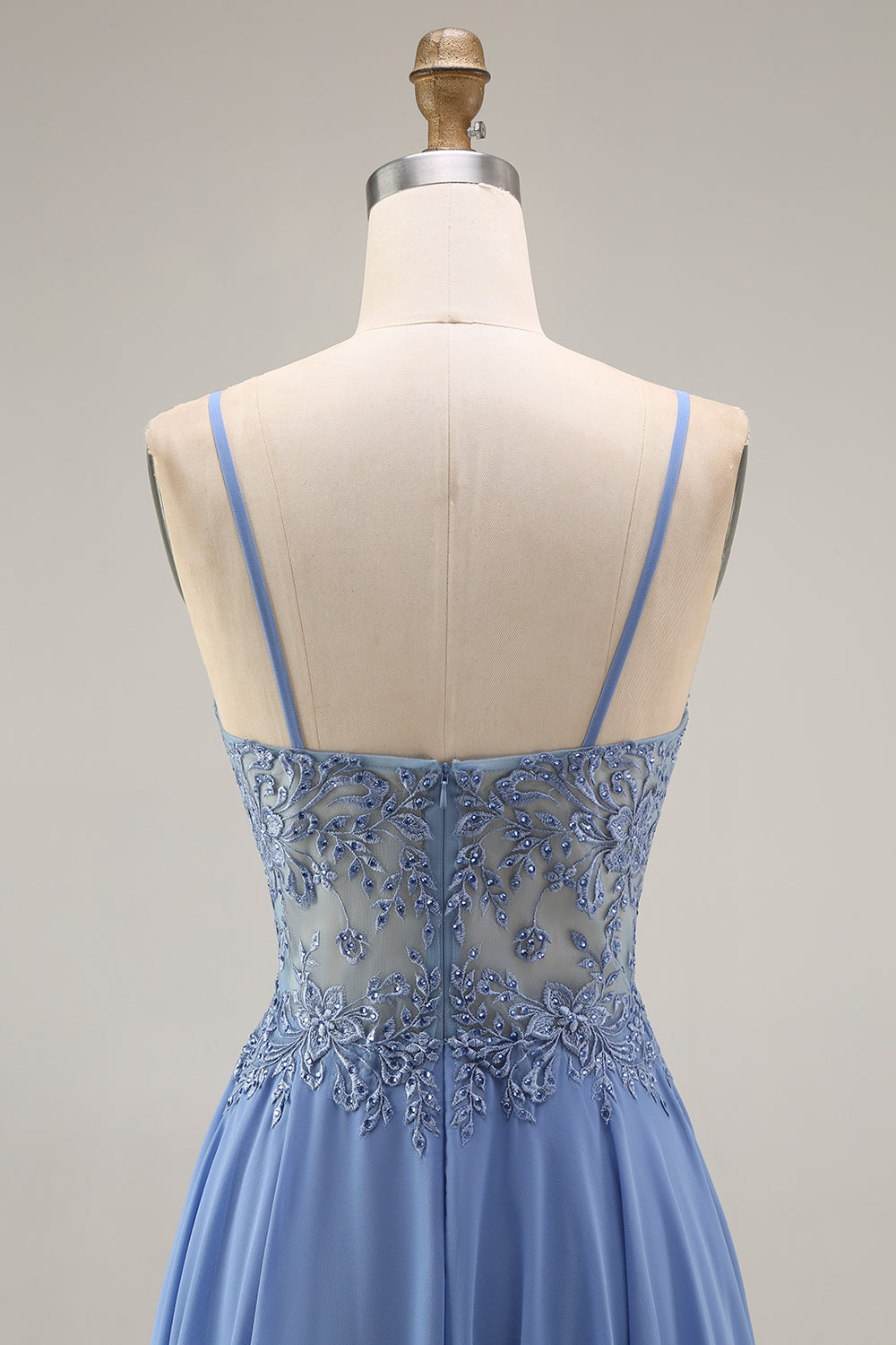 Steel Blue Appliqued A Line Floral Long Mother of the Bride Dress with Jacket