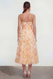 Champagne Floral Strapless A Line Maxi Wedding Guest Dress with Pockets