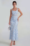 Apricot Corset Mermaid Ruched Thick Straps Maxi Wedding Guest Dress
